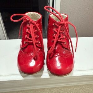 Stylish Red Kids Lace-Up Dress Shoes